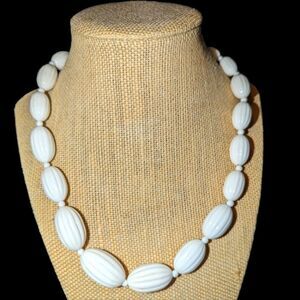 Vintage large white beaded necklace‎